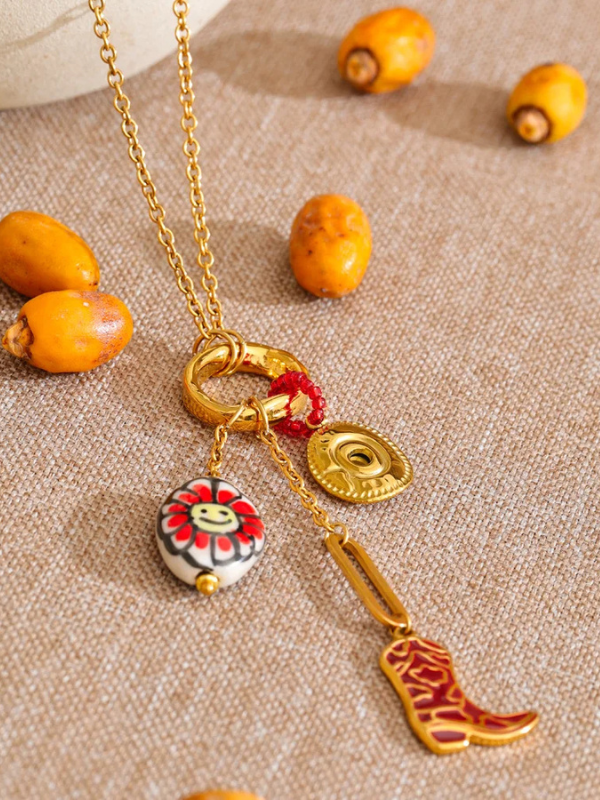 Sautoir Western Fleur Céramique