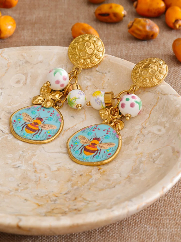 Boucle d'Oreille Fleur & Abeille