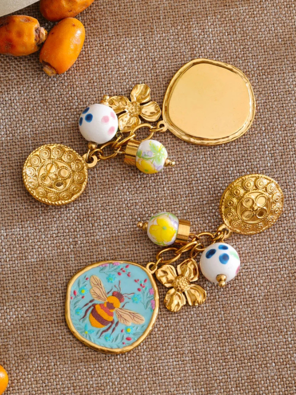 Boucle d'Oreille Fleur & Abeille