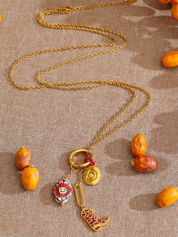 Sautoir Western Fleur Céramique