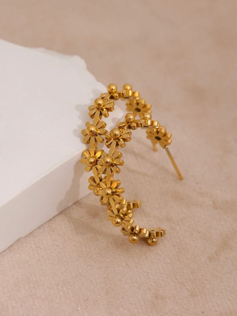 Boucle d’Oreille Créole Fleur - doré