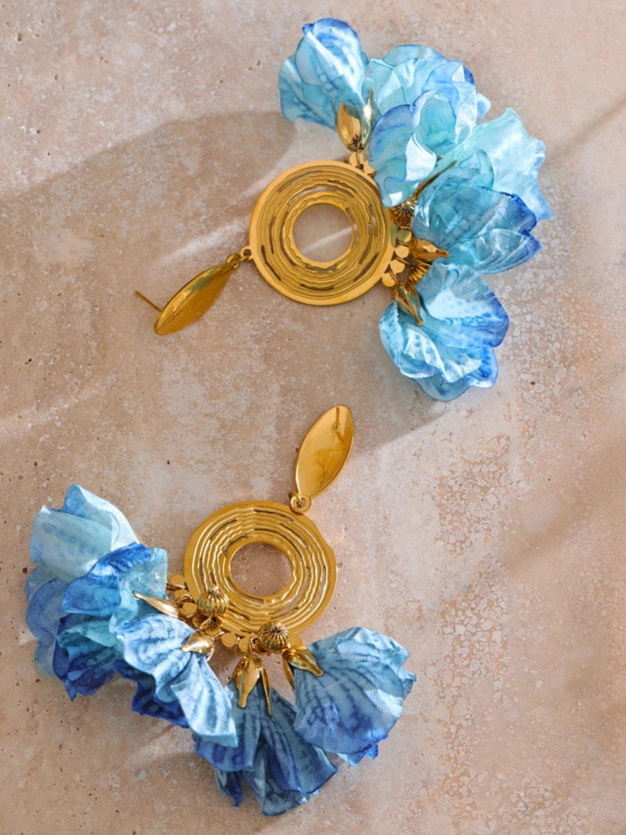 Boucle d’Oreille Fleur Bleu - bleu