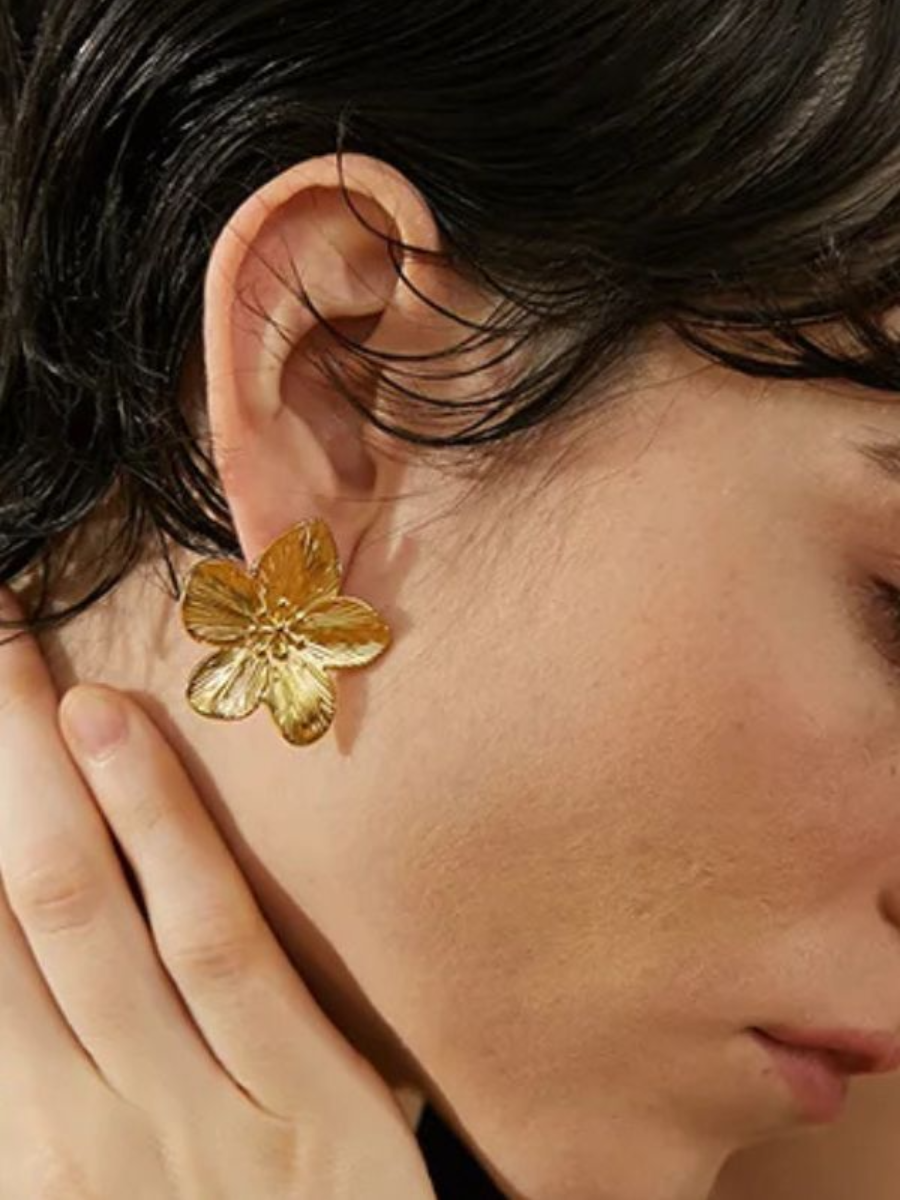 Boucle d’Oreille Fleur Dorée - doré