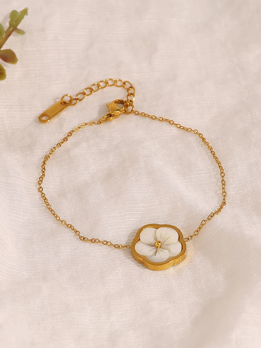 Bracelet Fleur Nacre - doré