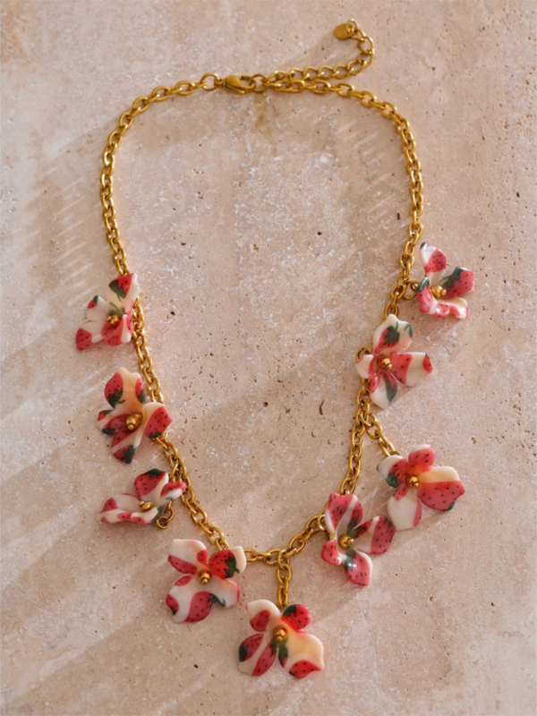 Collier Fleur Fraise
