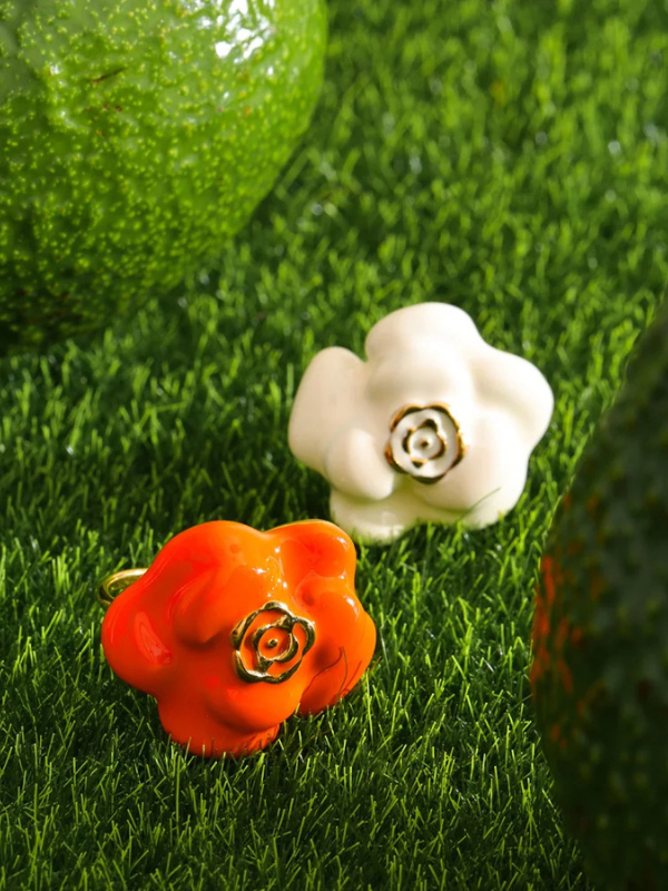 Bague Fleur Emaillée Vintage