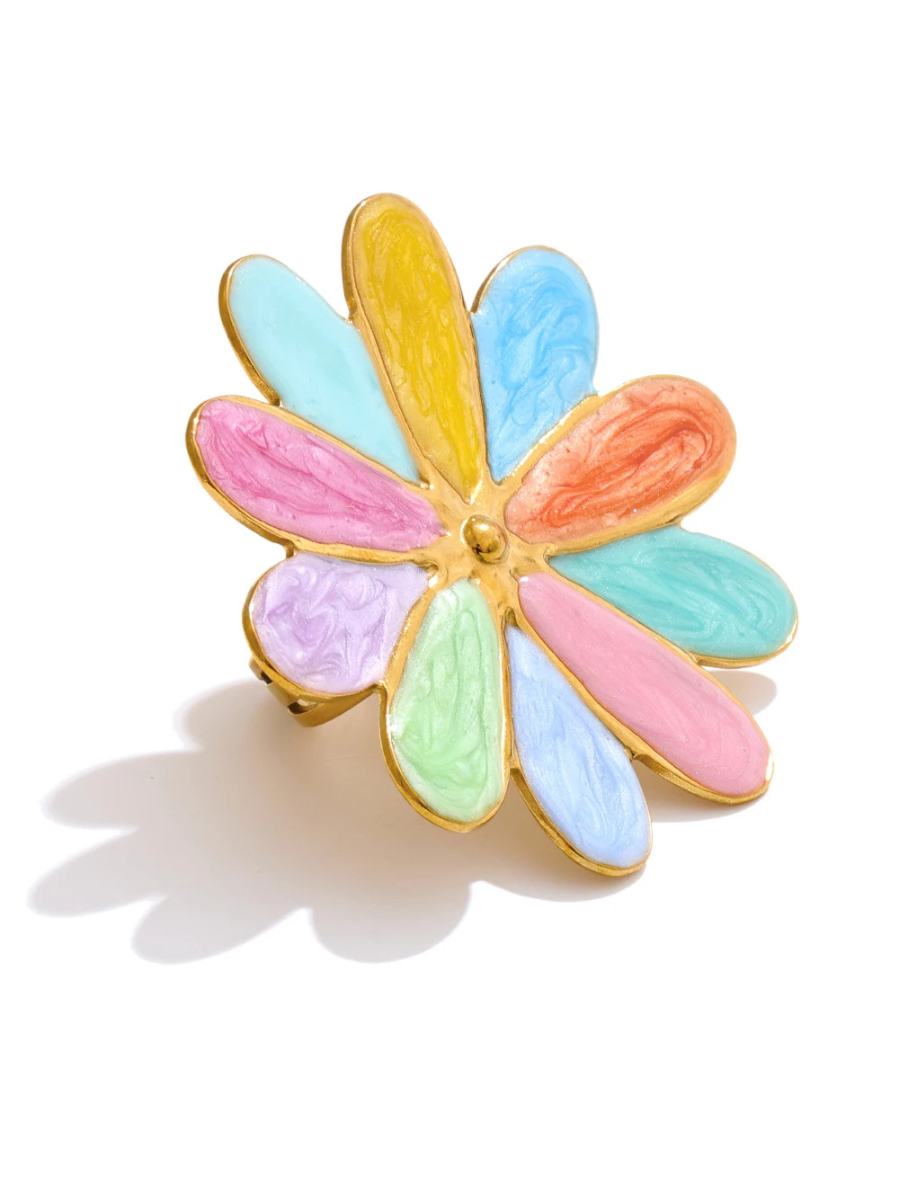 Bague Fleur Marguerite multicolore