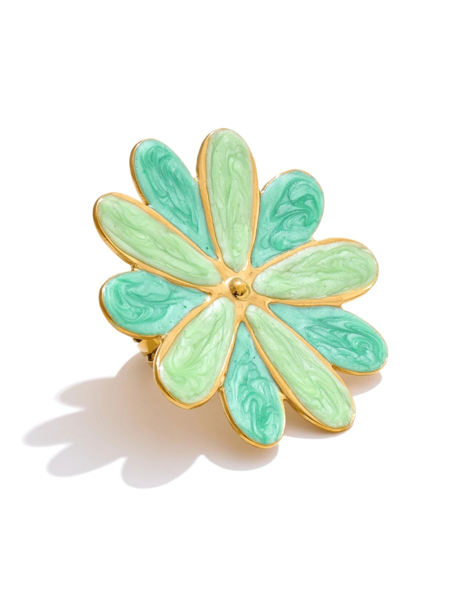 Bague Fleur Marguerite vert