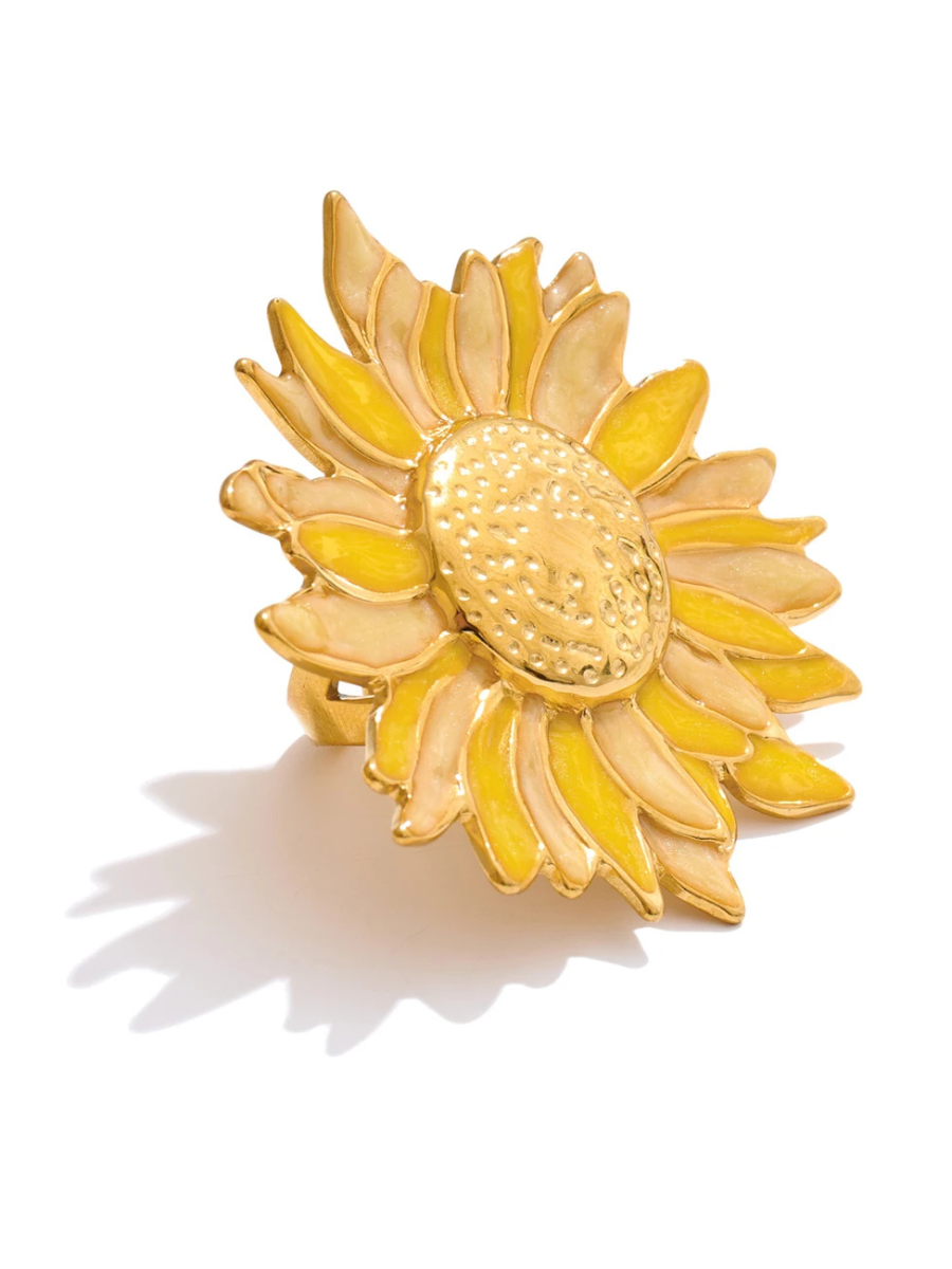 Bague Fleur Tournesol jaune