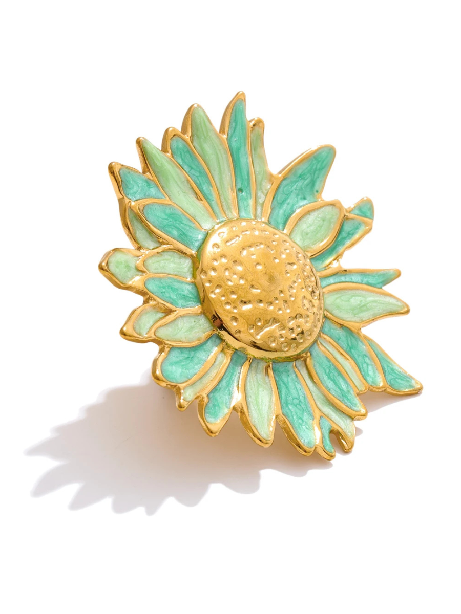 Bague Fleur Tournesol vert