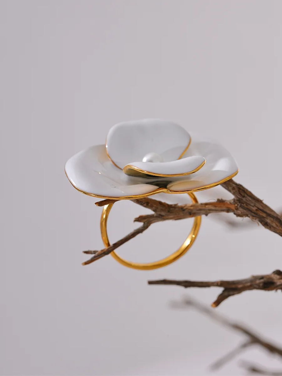 Bague Orchidée blanc