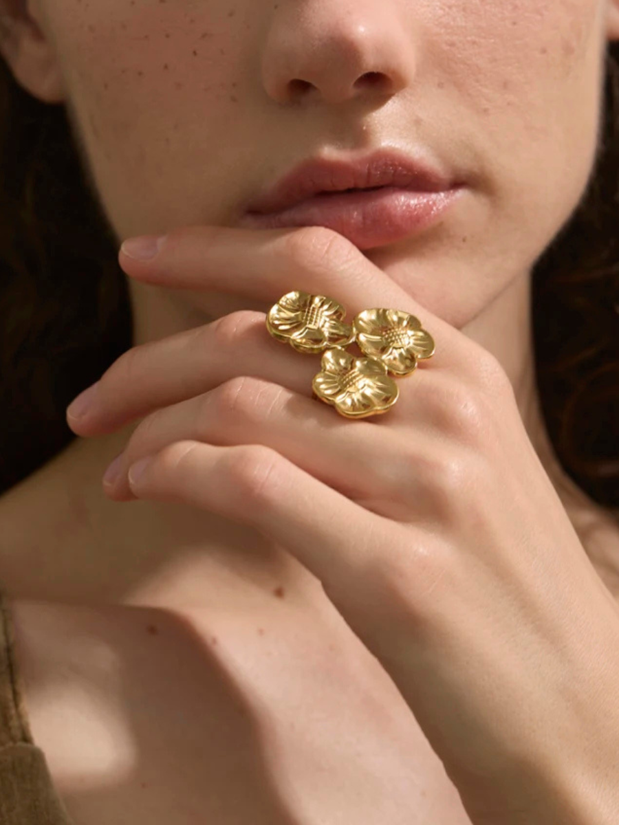 Bague Trois Fleurs doré