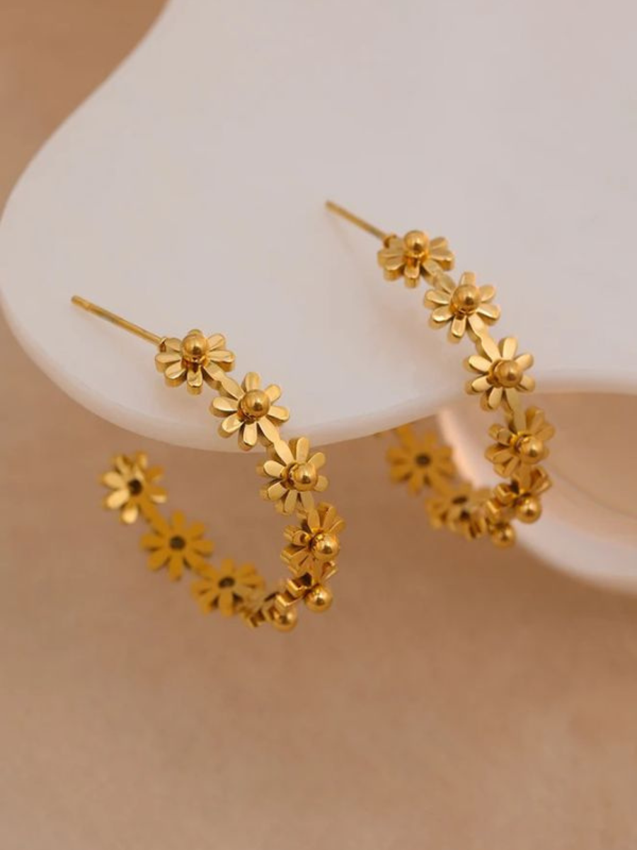 Boucle d’Oreille Créole Fleur - doré