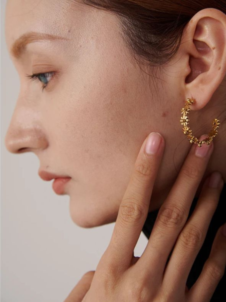 Boucle d’Oreille Créole Fleur - doré
