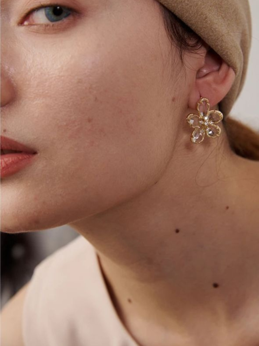 Boucle d’Oreille Femme Fleur - doré