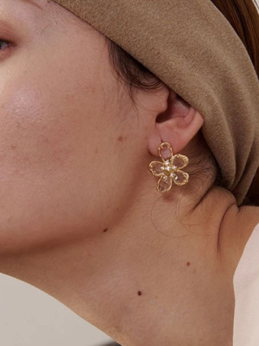 Boucle d’Oreille Femme Fleur - doré