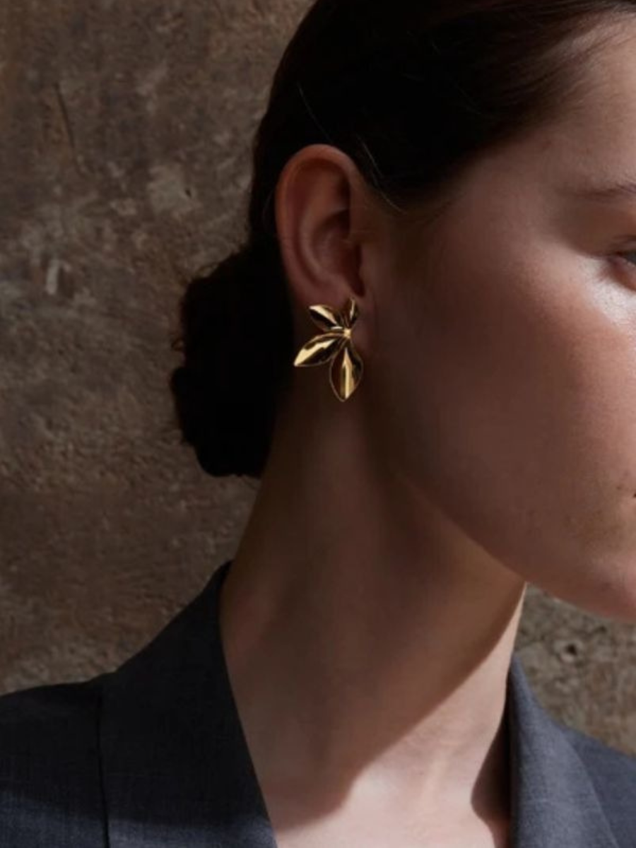 Boucle d’Oreille Fleur Acier Inoxydable