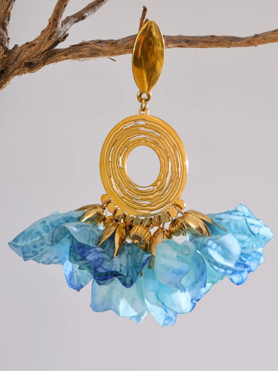Boucle d’Oreille Fleur Bleu - bleu