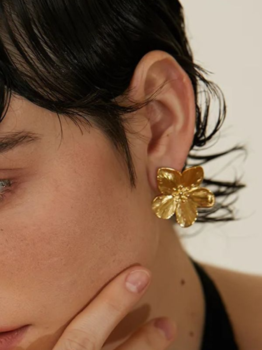 Boucle d’Oreille Fleur Dorée - doré