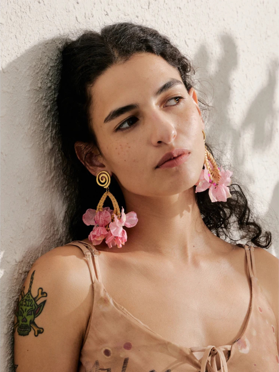 Boucle d’Oreille Rose Bohème - rose