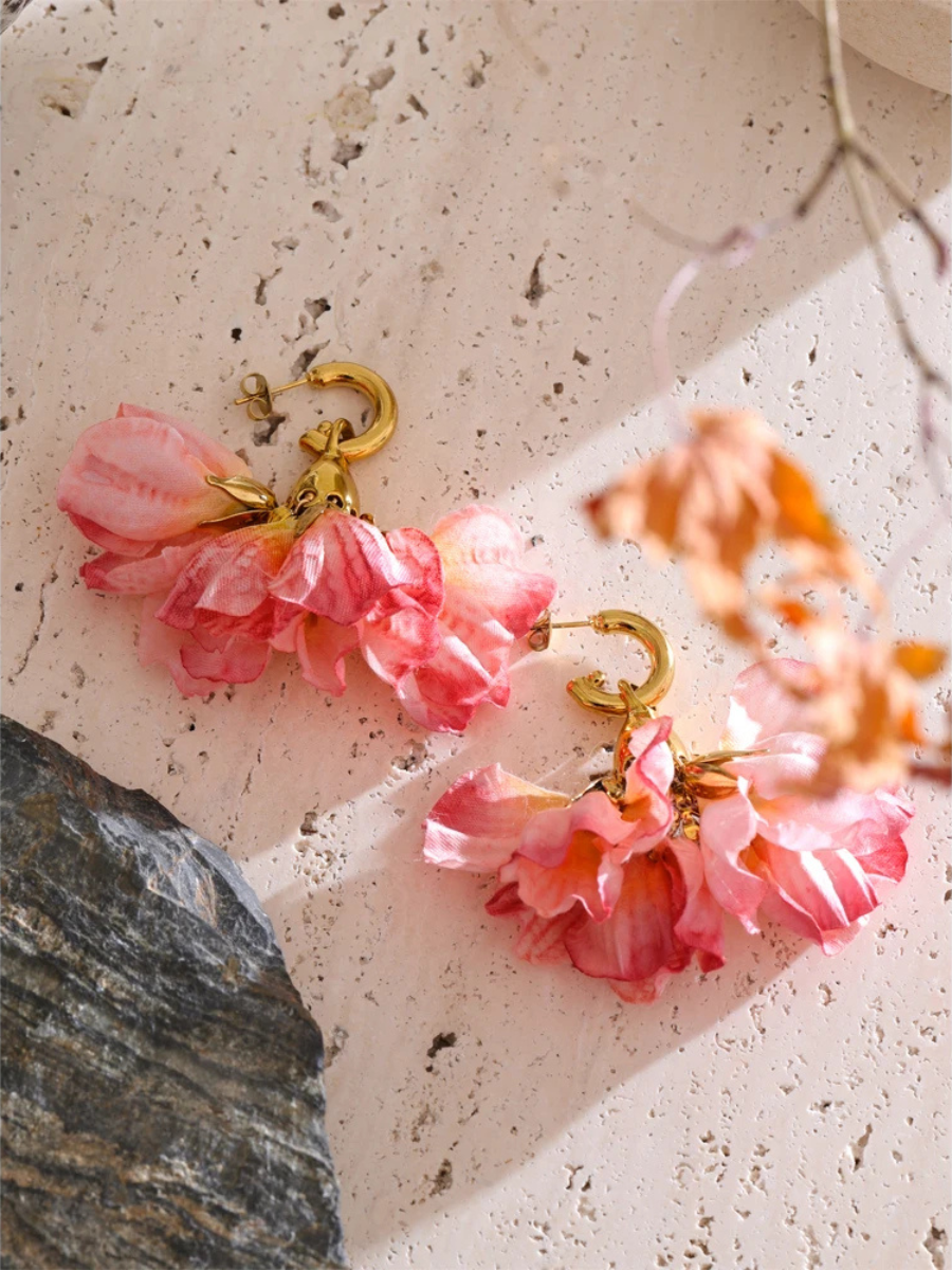 Boucle d’Oreille Fleur Rose - rose