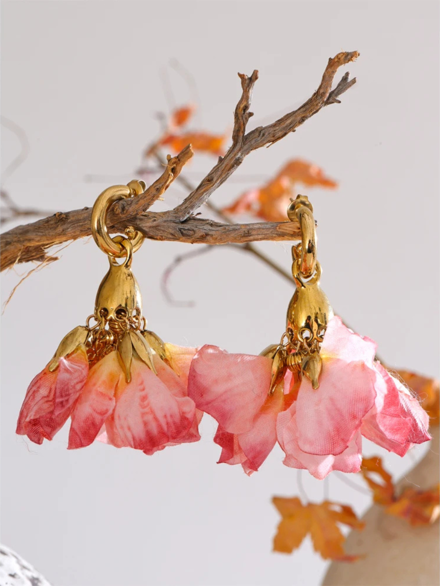 Boucle d’Oreille Fleur Rose - rose