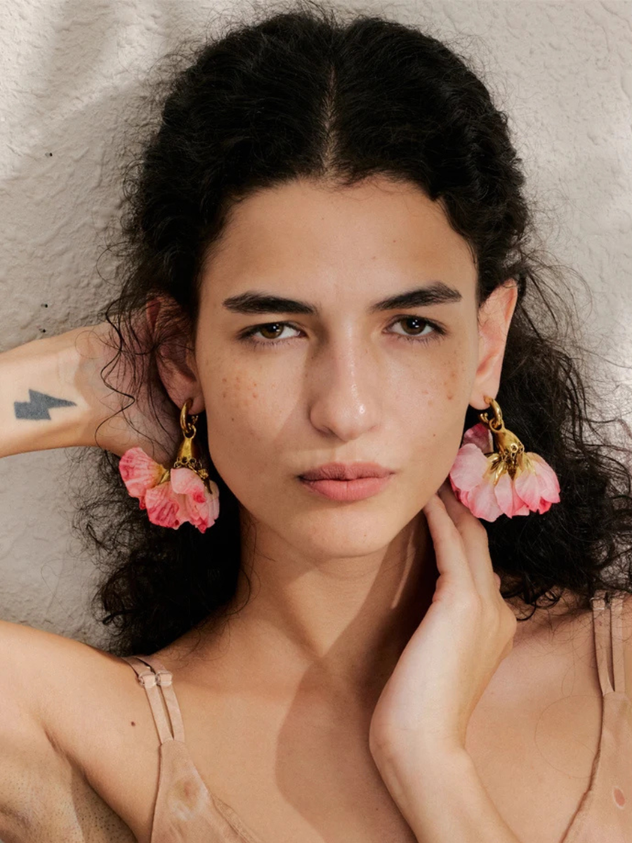 Boucle d’Oreille Fleur Rose - rose