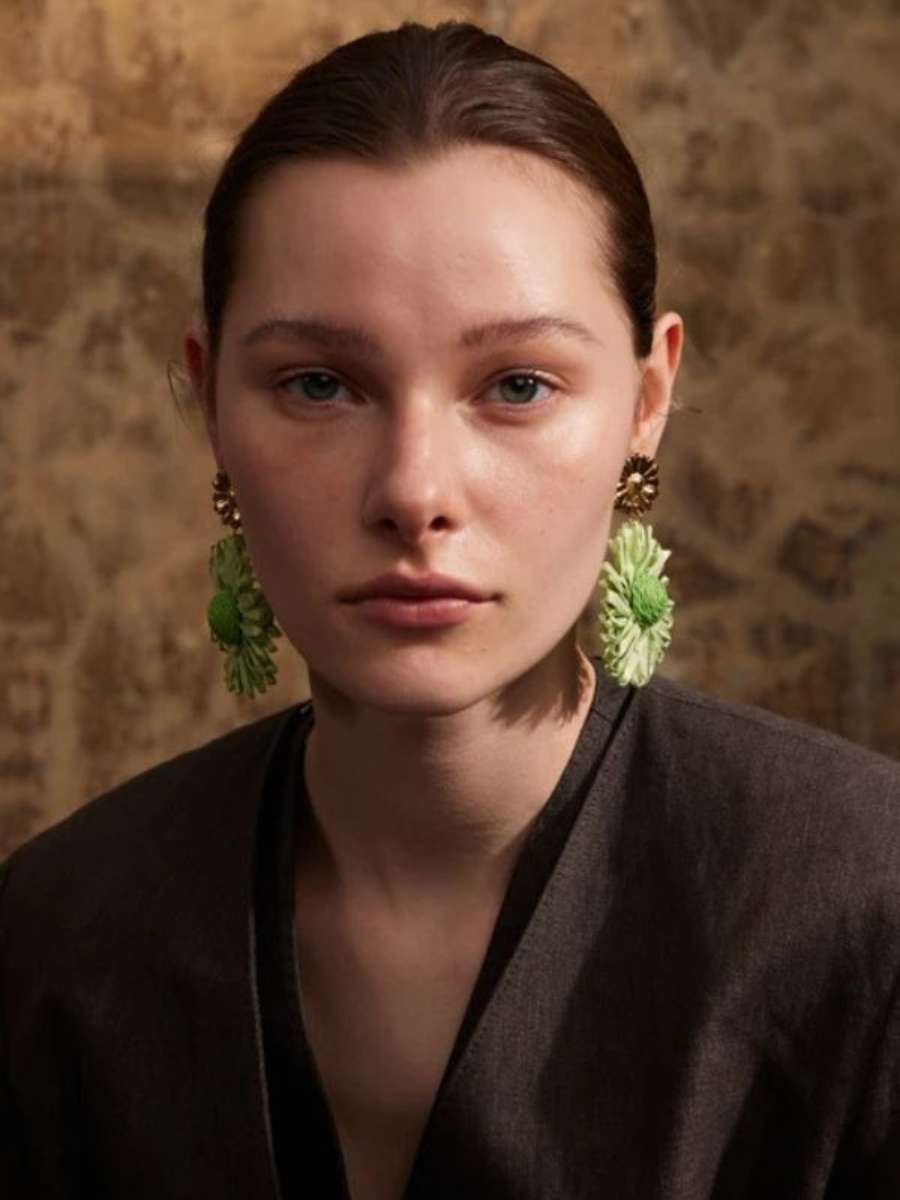 Boucle d’Oreille Fleur Verte - vert
