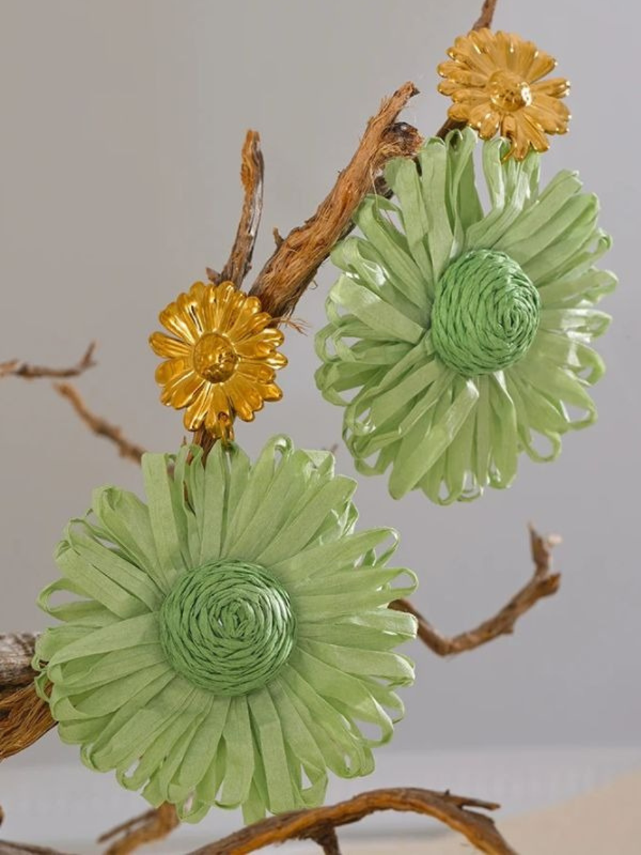 Boucle d’Oreille Fleur Verte - vert
