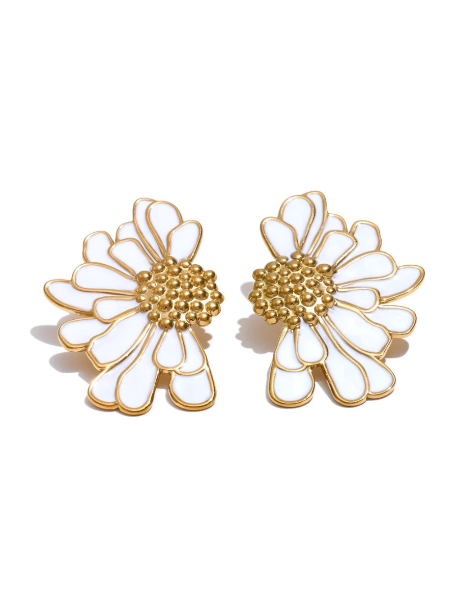 Boucle d’Oreille Fleur Vintage - blanc
