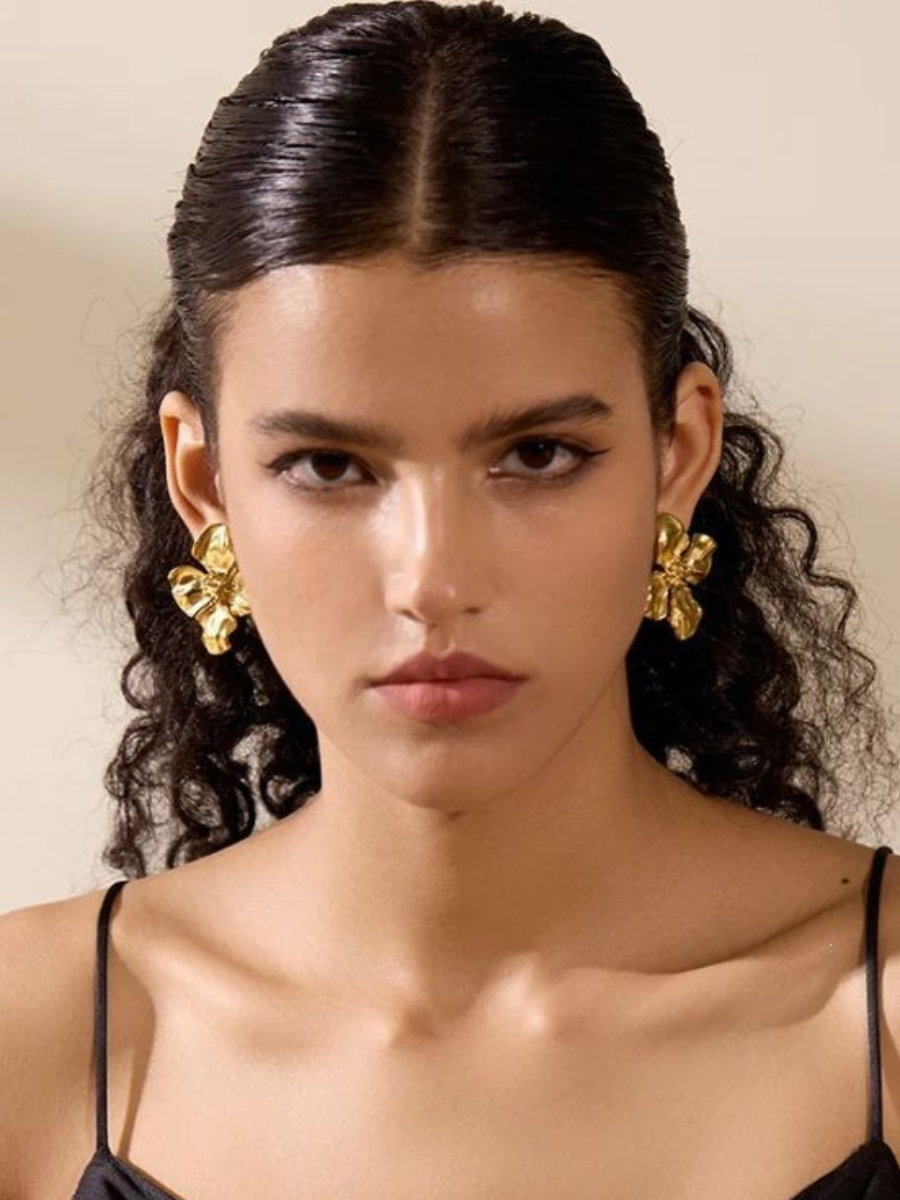 Boucle d’Oreille Grosse Fleur - doré