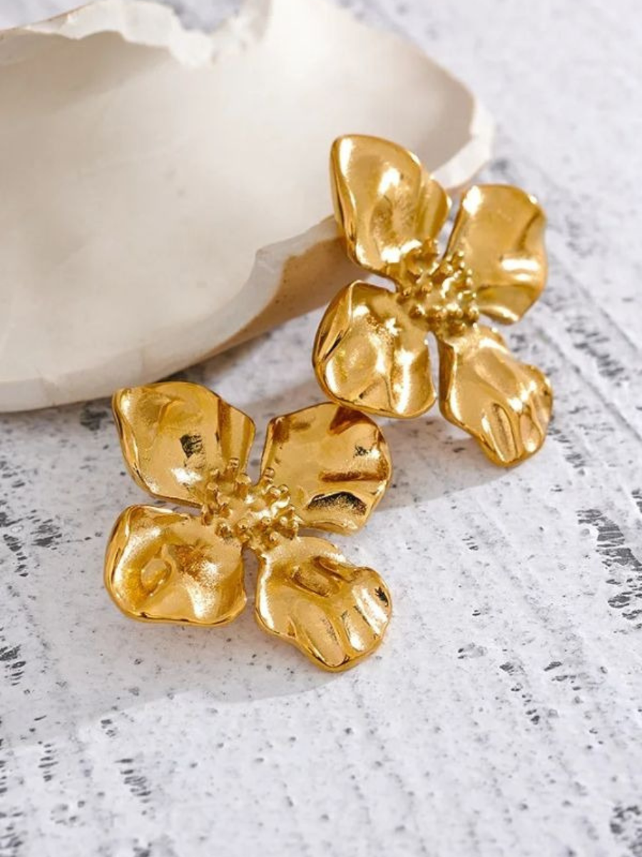 Boucle d’Oreille Grosse Fleur - doré