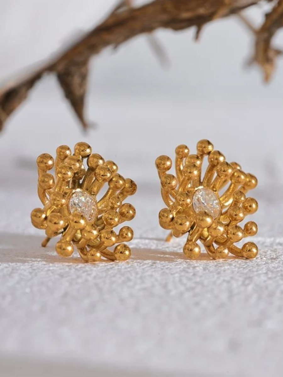 Boucle d’Oreille Puce Fleur - doré