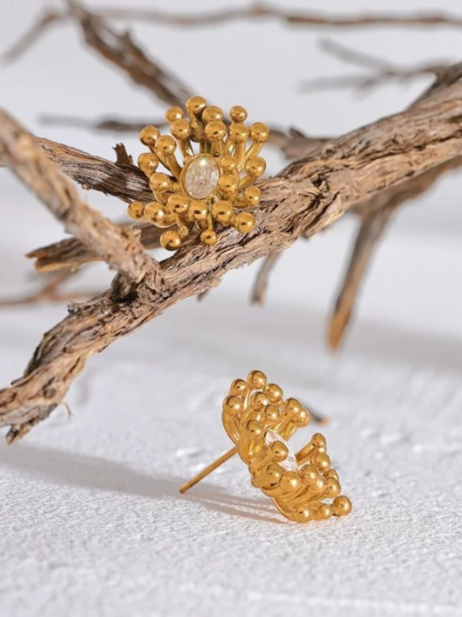 Boucle d’Oreille Puce Fleur - doré