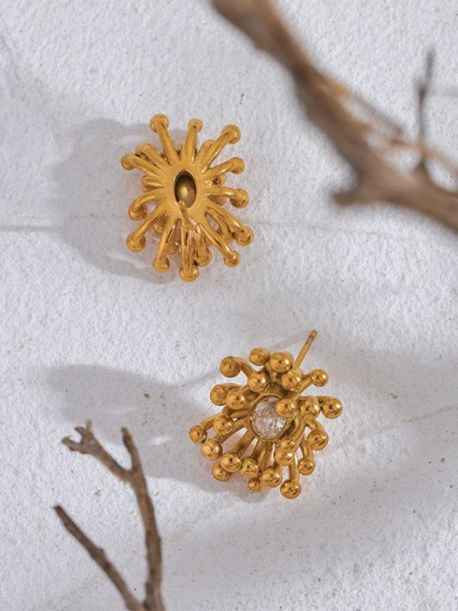Boucle d’Oreille Puce Fleur - doré