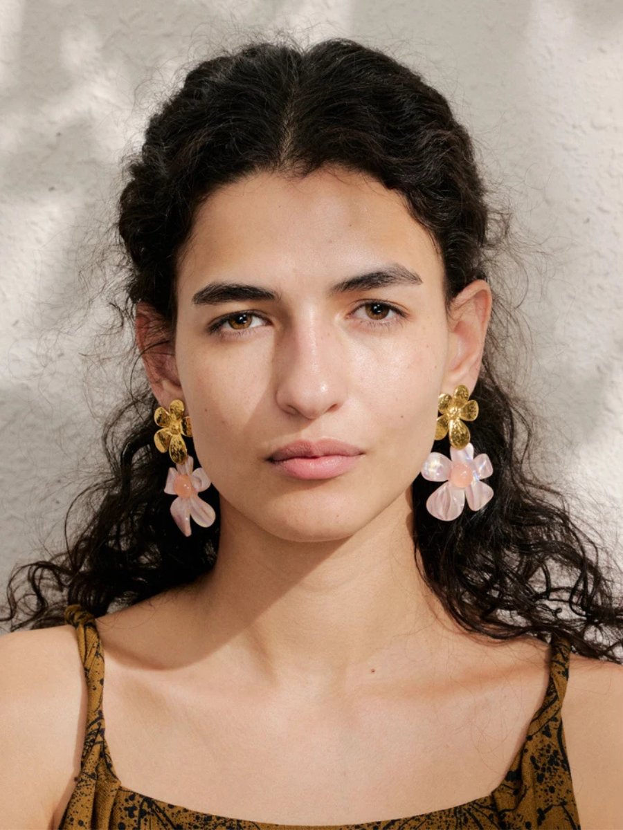 Boucles d’Oreilles Fleur Résine - rose