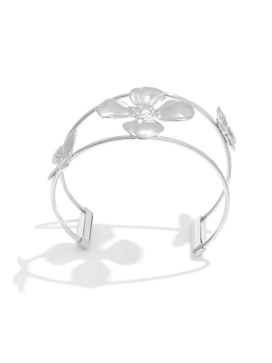 Bracelet Fleur Papillon - argenté