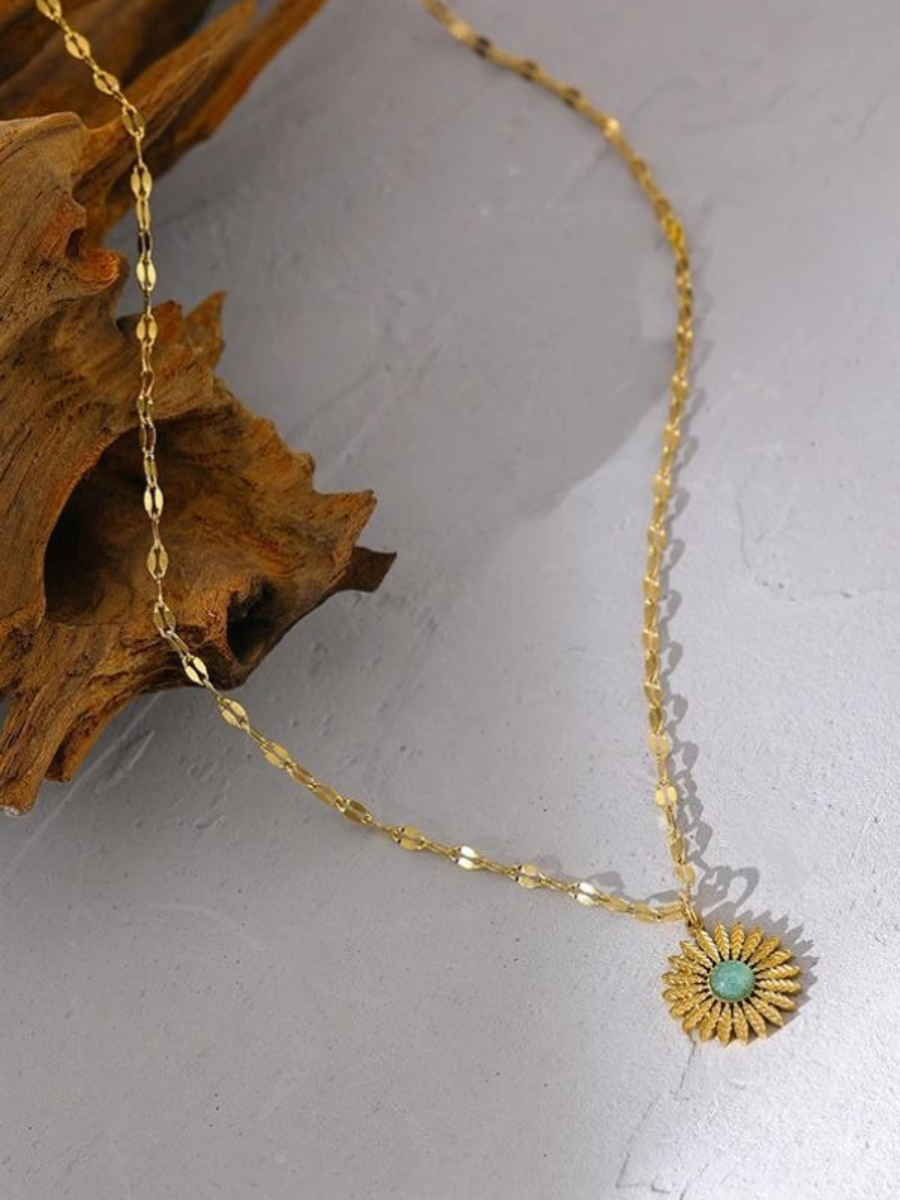 Collier Fleur Acier Inoxydable