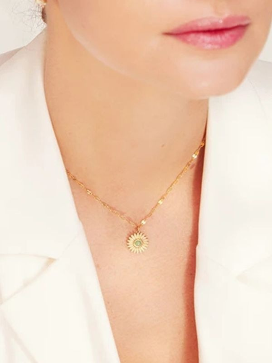 Collier Fleur Acier Inoxydable