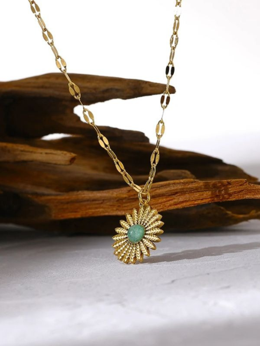 Collier Fleur Acier Inoxydable