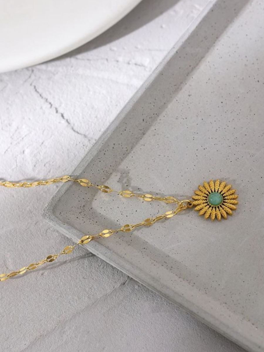 Collier Fleur Acier Inoxydable
